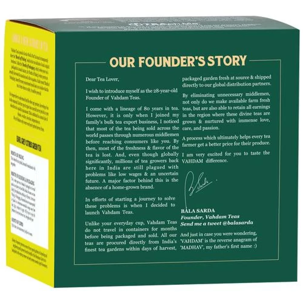 Vahdam  Organic Earl Grey Green Tea Bags - With Bergamot Citrus,  30 g (15 Pyramid Bags x 2 g each) -2.webp